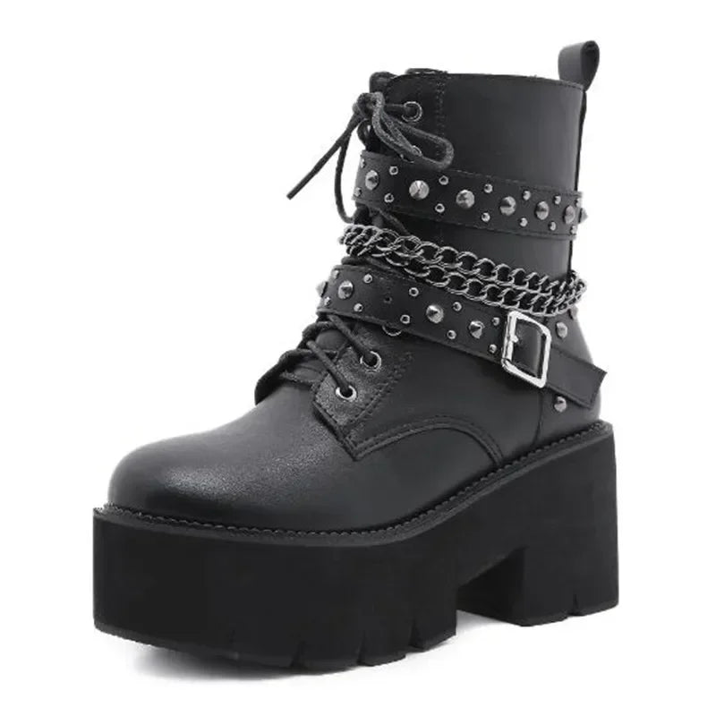 Raven Studded Platform Boots