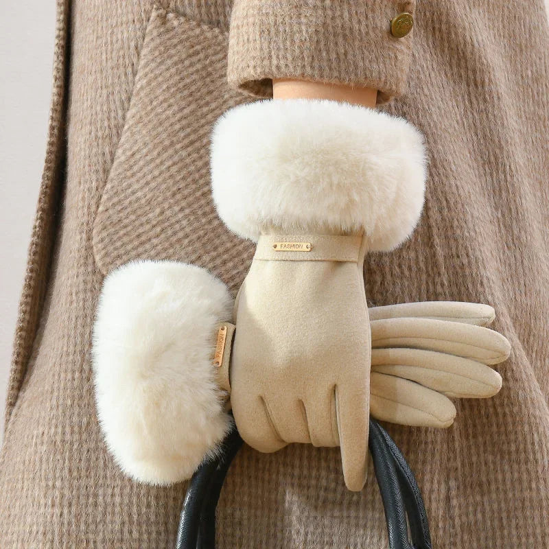 Elara Cashmere Fur Gloves