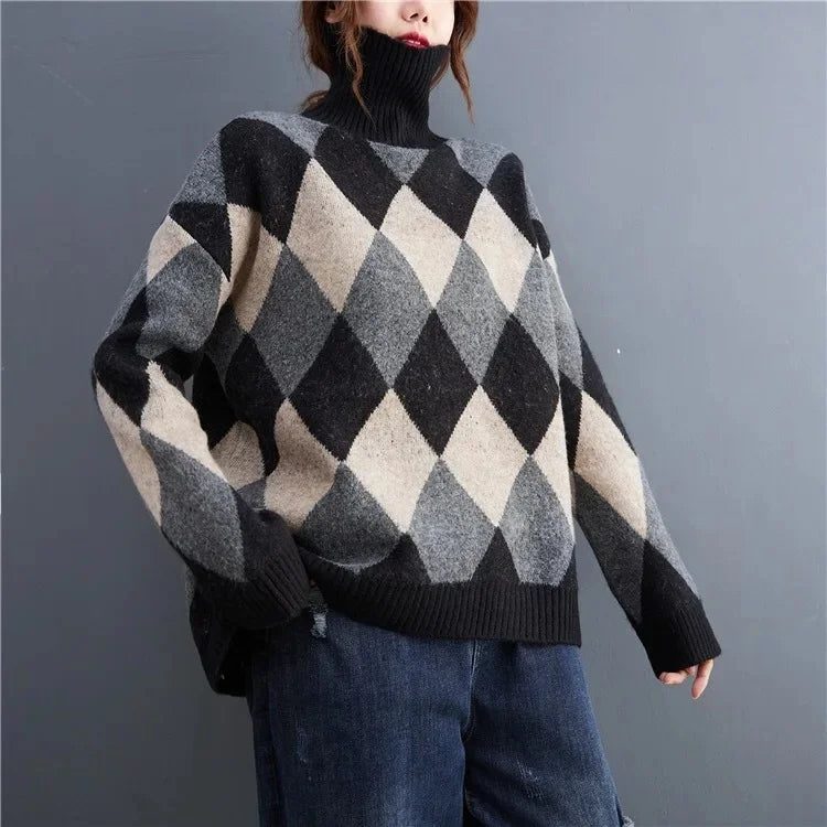 Ren | Argyle Turtleneck Sweater