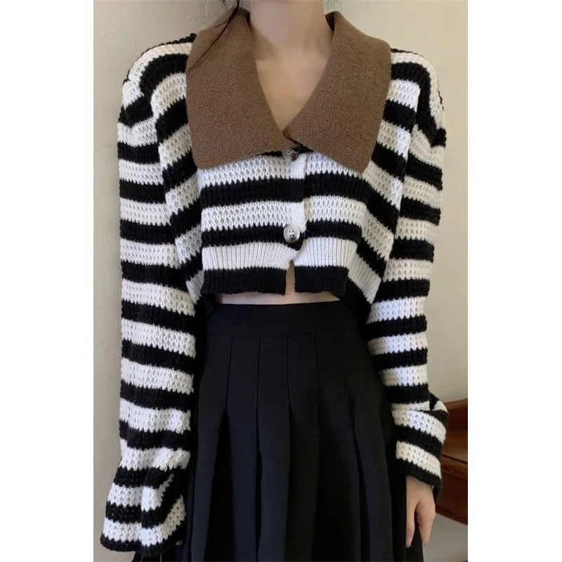 Mara | Striped Cropped Cardigan