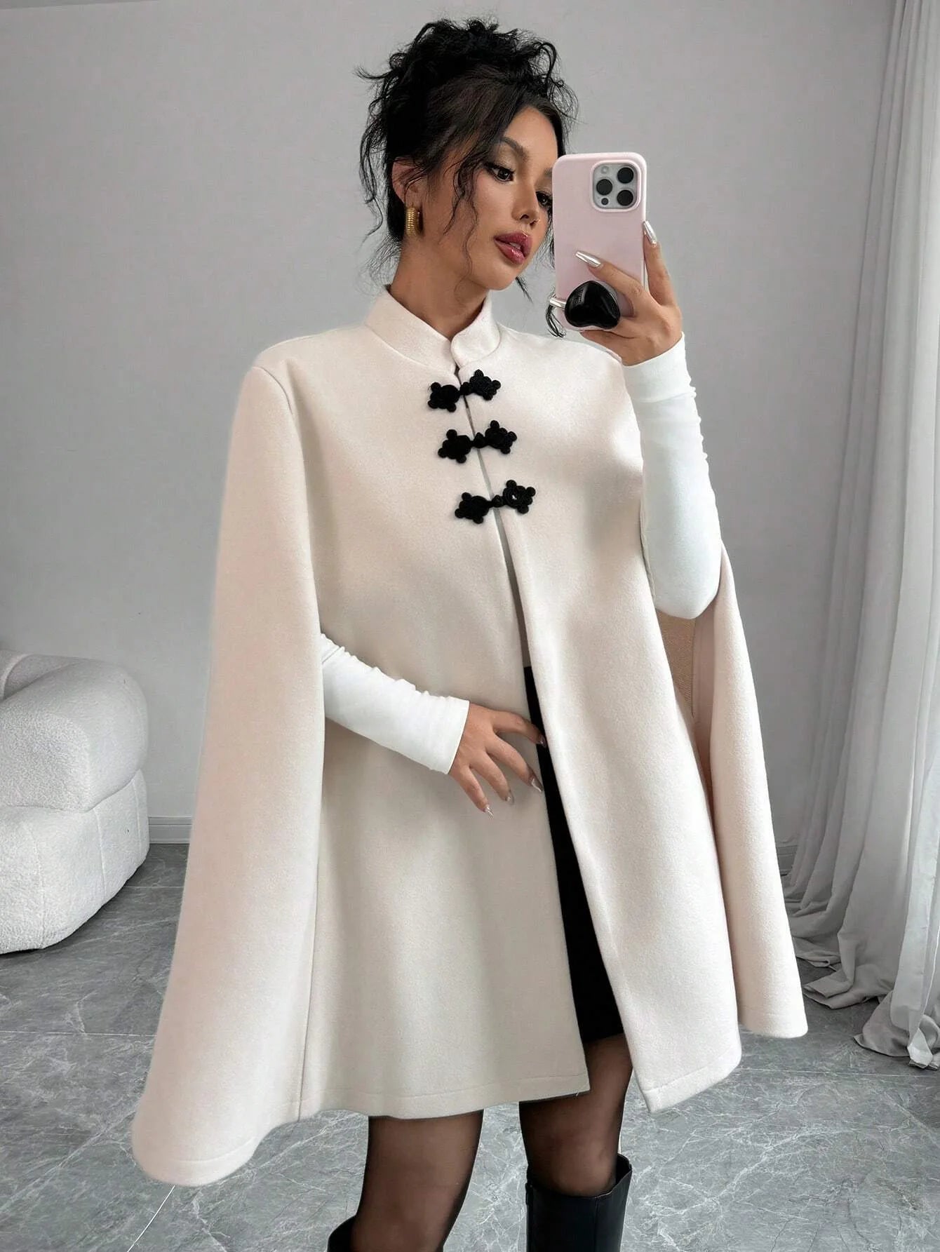 Elise | Wool-Blend Cape Coat