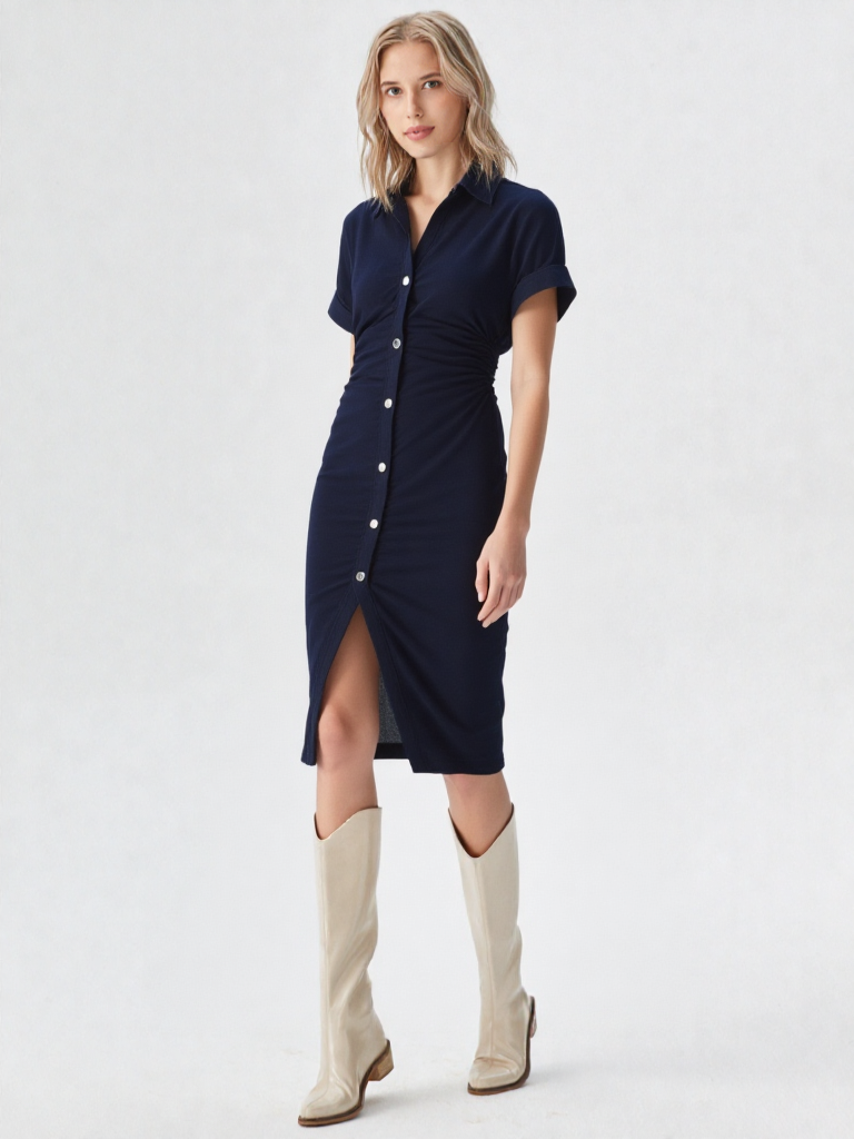 Elara | Denim Midi Dress