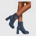 Azure Denim Platform Ankle Boots