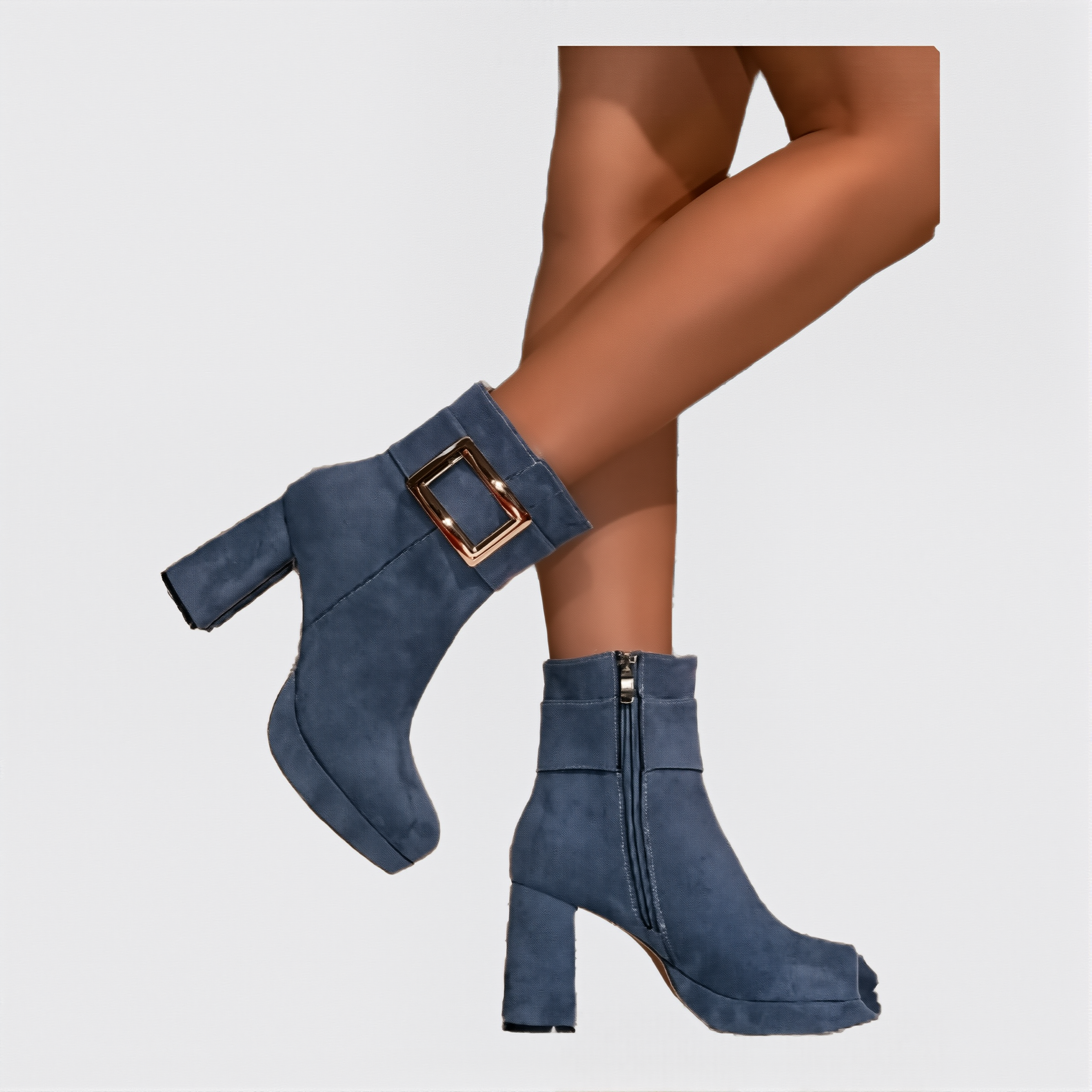 Azure Denim Platform Ankle Boots